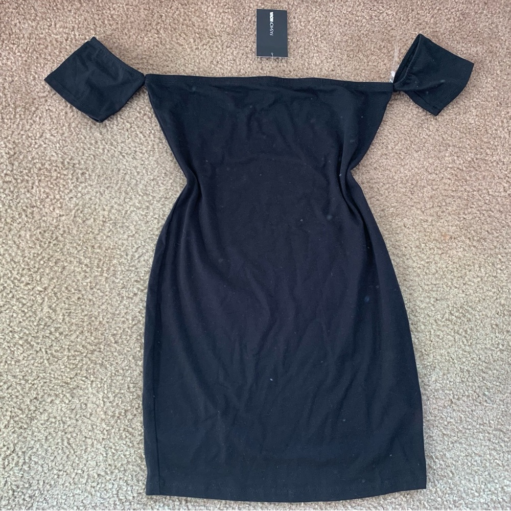 Fashion Nova Black Off Shoulder Bodycon Dress